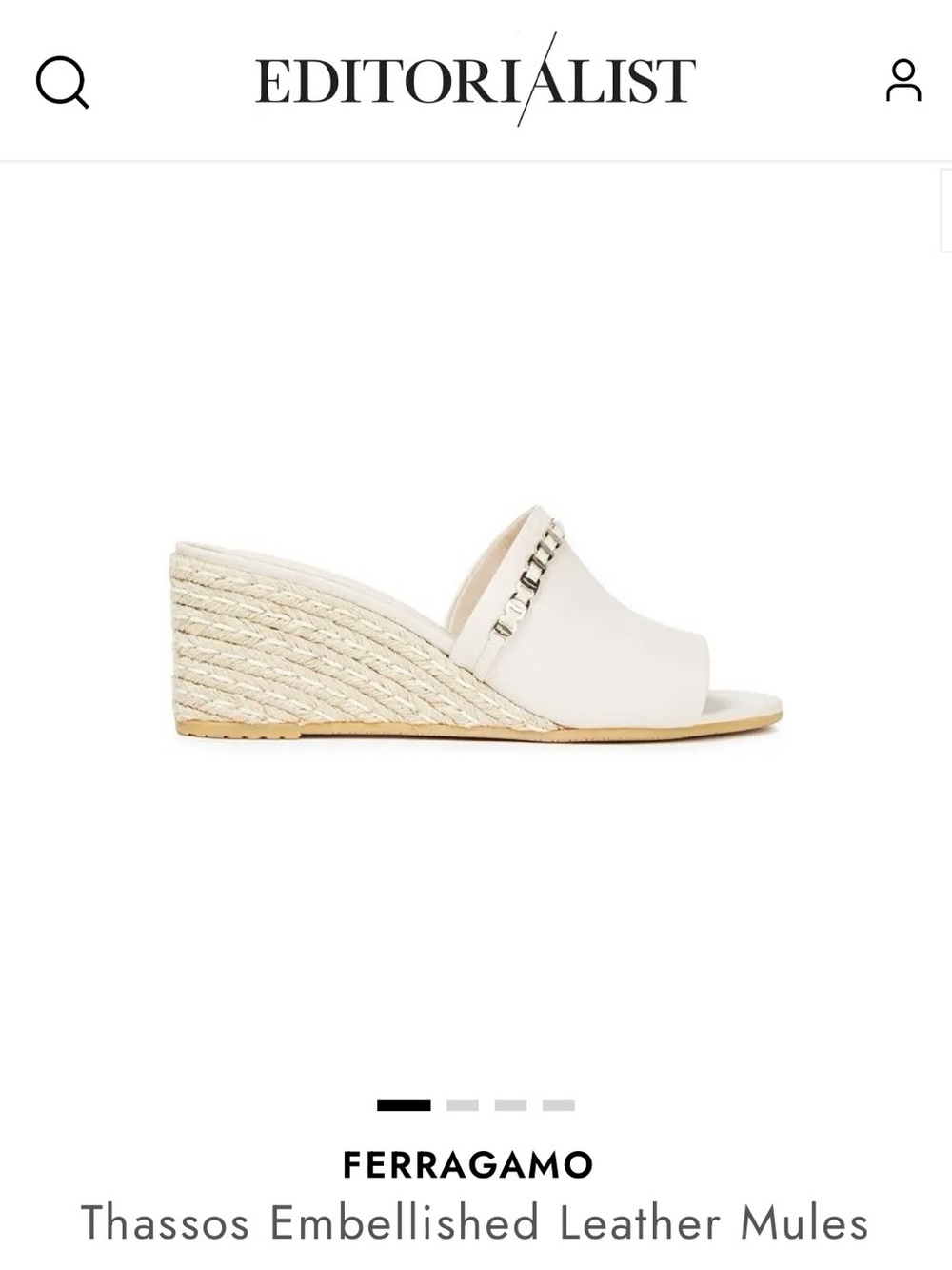 $695 Salvatore Ferragamo Thassos Chain Embellished Leather Mules Wedges Sz 7.5
